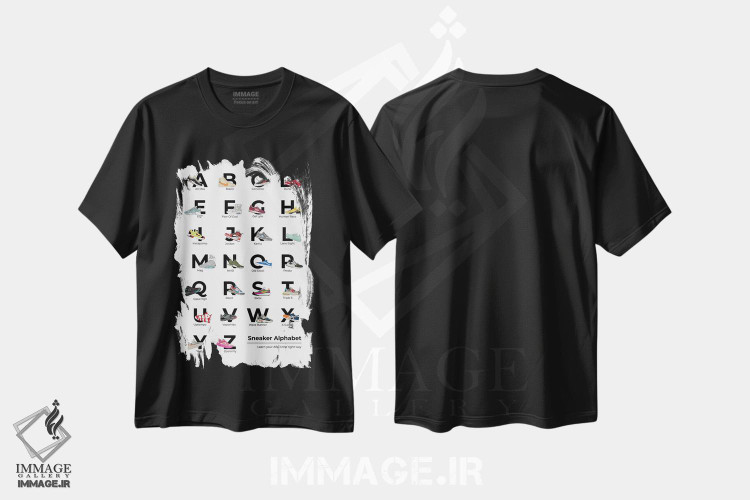 تیشرت طرح دار الفبای کتانی، هنر دیجیتال اثر آوی سیکس | فروشگاه ایماژ