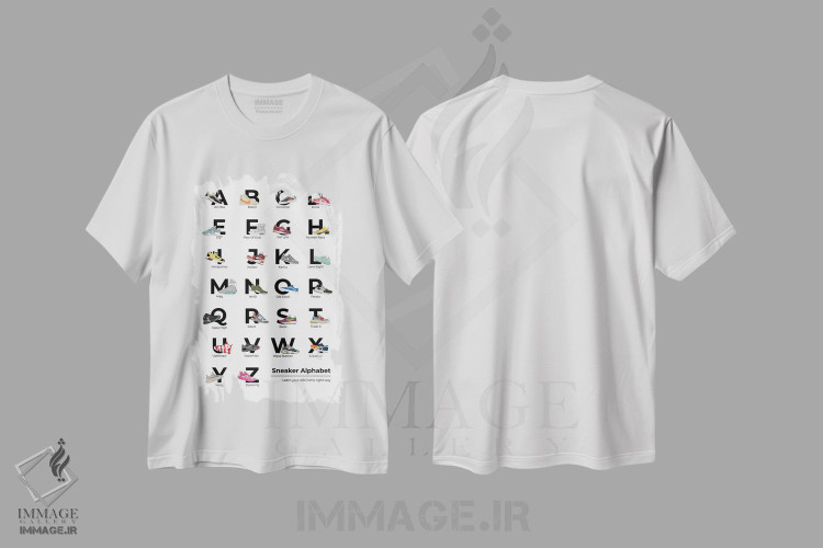 تیشرت طرح دار الفبای کتانی، هنر دیجیتال اثر آوی سیکس | immage.ir