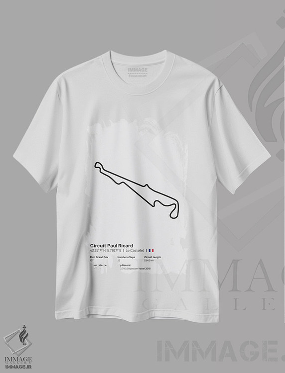 تیشرت طرح دار فرمول یک - پیست پل ریکارد، هنر دیجیتال سیاه و سفید اثر آوی سیکس | immage.ir
