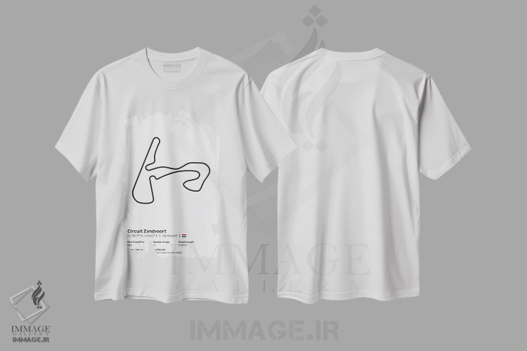 تیشرت طرح دار فرمول یک - پیست زاندفورت، هنر دیجیتال سیاه و سفید اثر آوی سیکس | immage.ir