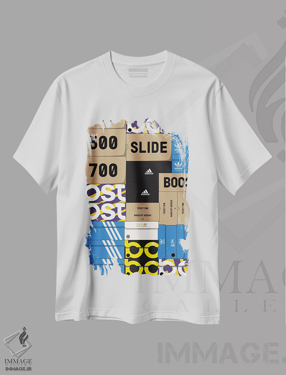 تیشرت طرح دار جعبه کتانی آدیداس، هنر دیجیتال اثر آوی سیکس | immage.ir