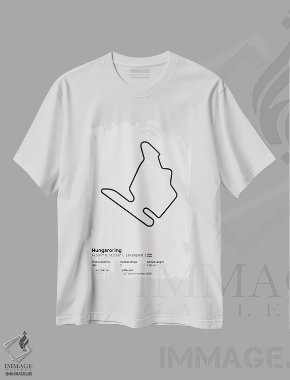 تیشرت طرح دار فرمول یک - پیست هونگارورینگ، هنر دیجیتال سیاه و سفید اثر آوی سیکس | immage.ir