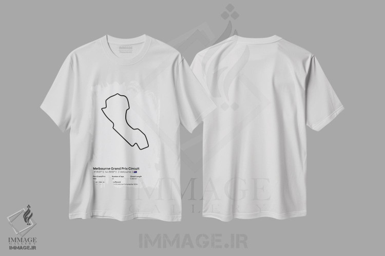 تیشرت طرح دار فرمول یک - پیست جایزه بزرگ ملبورن، هنر دیجیتال سیاه و سفید اثر آوی سیکس | immage.ir