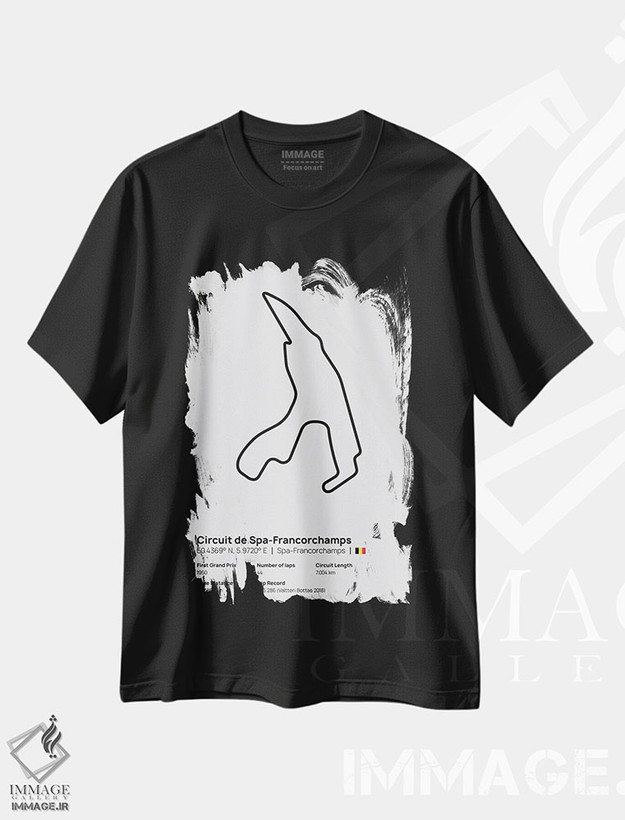 تیشرت طرح دار فرمول یک - پیست اسپا فرانکورشان، هنر دیجیتال اثر آوی سیکس | فروشگاه ایماژ