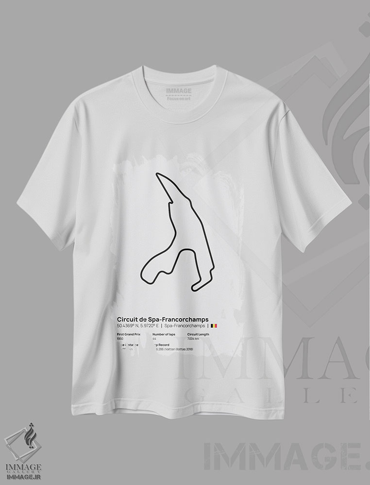 تیشرت طرح دار فرمول یک - پیست اسپا فرانکورشان، هنر دیجیتال اثر آوی سیکس | immage.ir