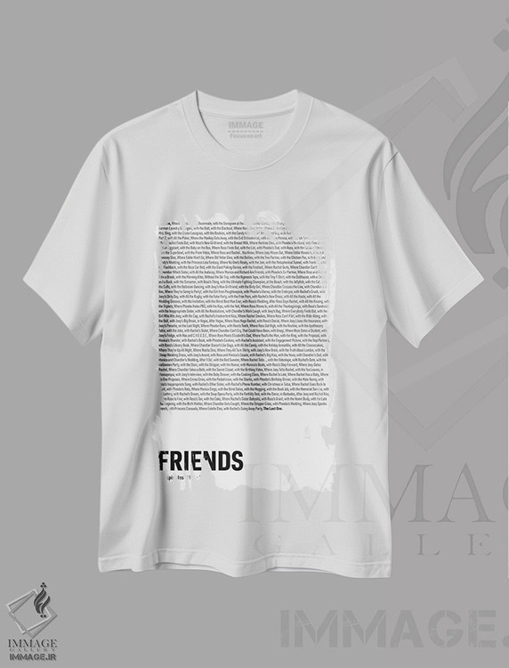 تیشرت طرح دار قسمت های سریال دوستان، هنر دیجیتال سیاه و سفید اثر آوی سیکس | immage.ir