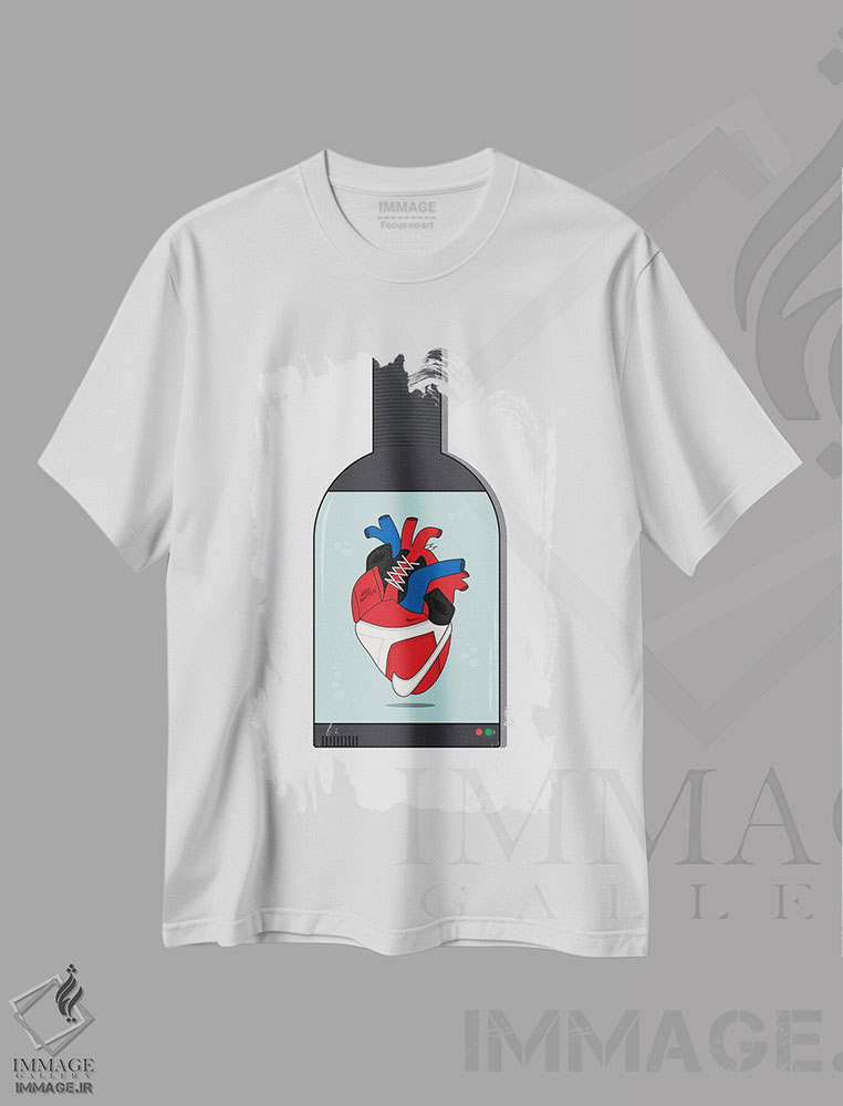 تیشرت طرح دار کپسول قلب کتانی، هنر دیجیتال اثر آوی سیکس | immage.ir