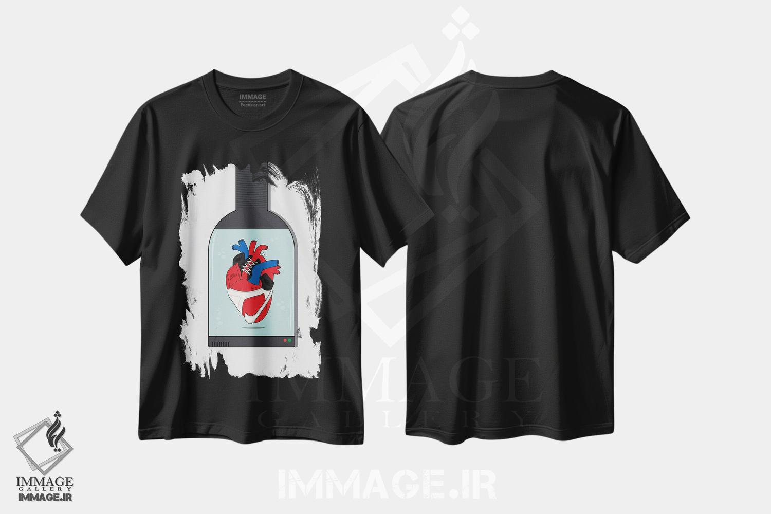 تیشرت طرح دار کپسول قلب کتانی، هنر دیجیتال اثر آوی سیکس | فروشگاه ایماژ