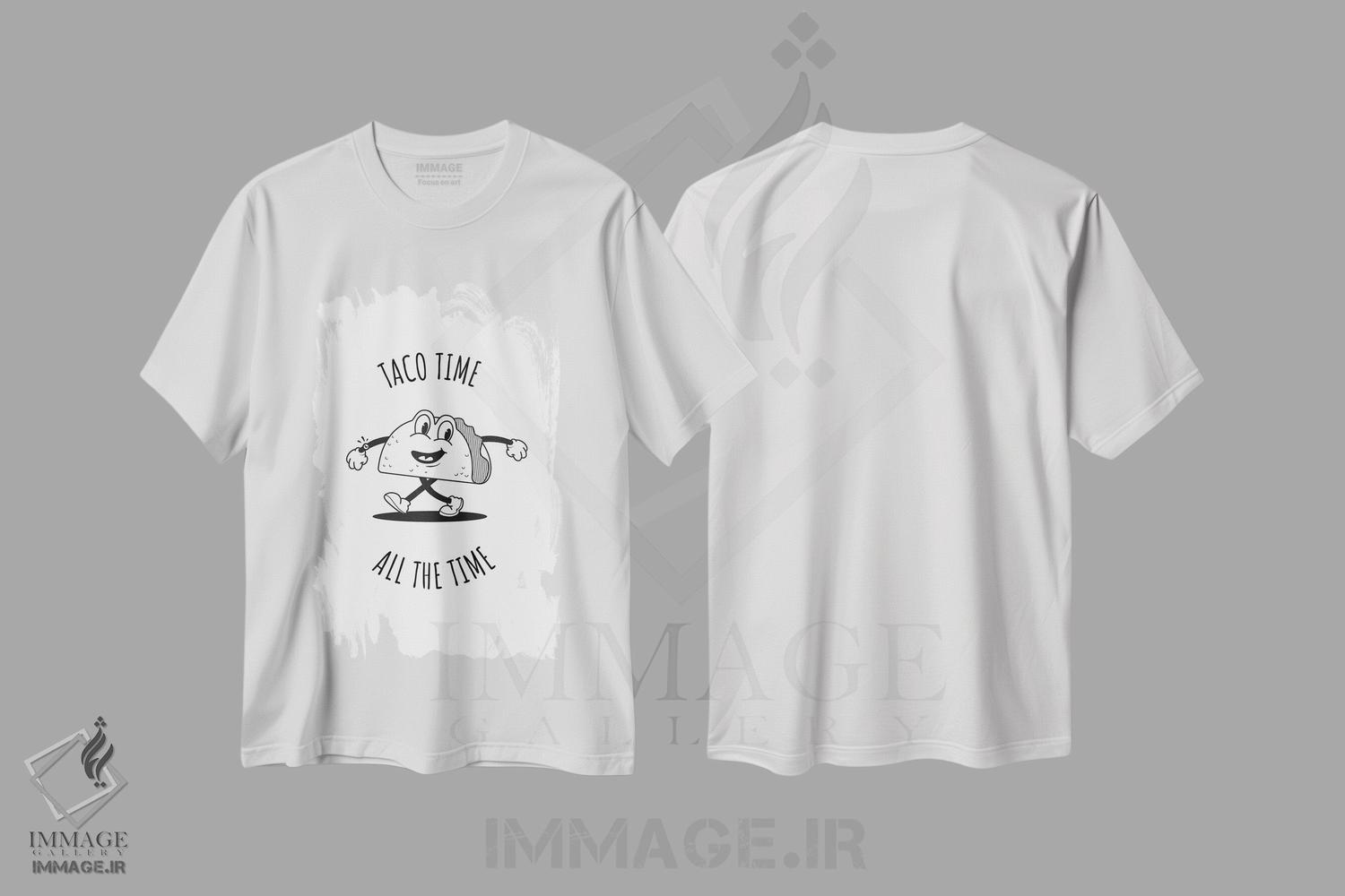 تیشرت طرح دار تاکو تایم، هنر دیجیتال اثر آوی سیکس | immage.ir
