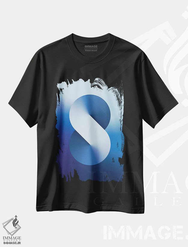 تیشرت طرح دار پس زمینهٔ گرادیان S شکل، هنر دیجیتال اثر آوی سیکس | فروشگاه ایماژ