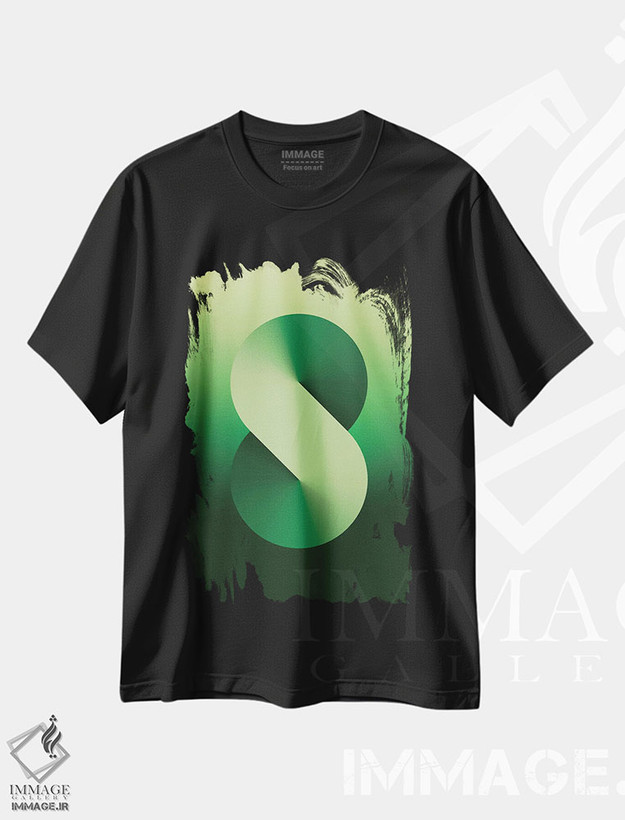 تیشرت طرح دار پس زمینهٔ گرادیان S شکل، هنر دیجیتال اثر آوی سیکس | فروشگاه ایماژ