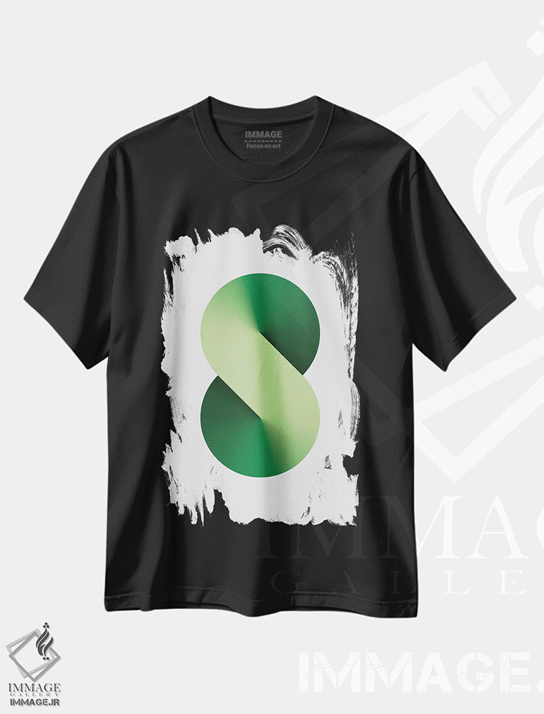 تیشرت طرح دار پس زمینهٔ سفید S شکل، هنر دیجیتال اثر آوی سیکس | فروشگاه ایماژ