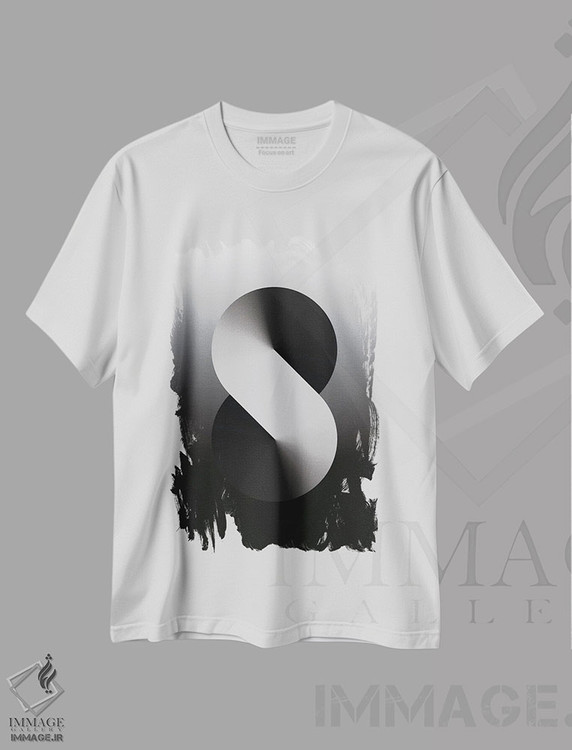 تیشرت طرح دار پس زمینهٔ گرادیان S شکل، هنر دیجیتال سیاه و سفید اثر آوی سیکس | immage.ir