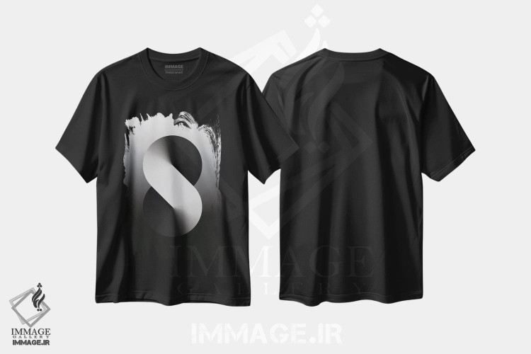 تیشرت طرح دار پس زمینهٔ گرادیان S شکل، هنر دیجیتال سیاه و سفید اثر آوی سیکس | فروشگاه ایماژ