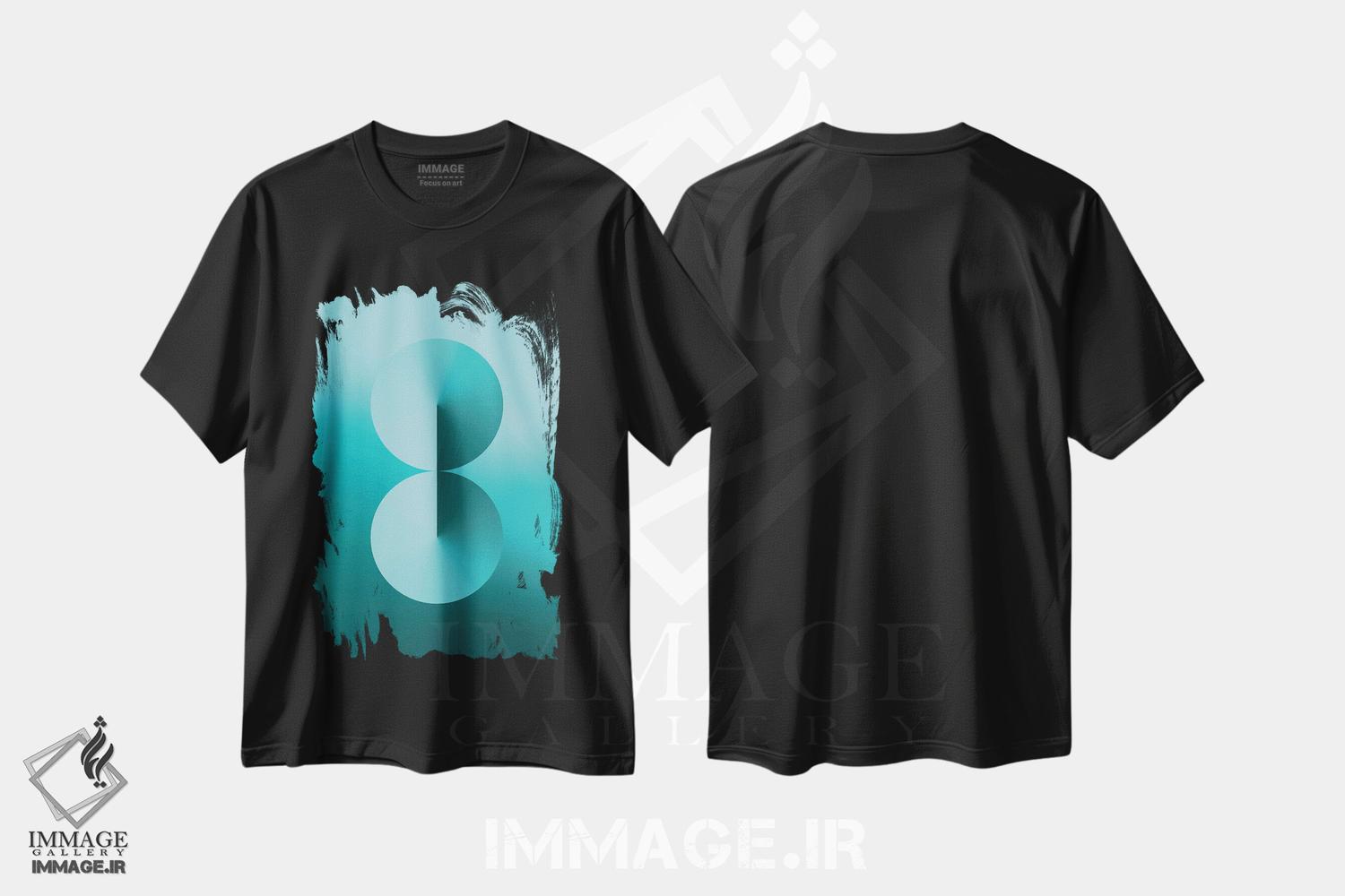 تیشرت طرح دار پس زمینهٔ گرادیان 8 شکل، هنر دیجیتال اثر آوی سیکس | فروشگاه ایماژ