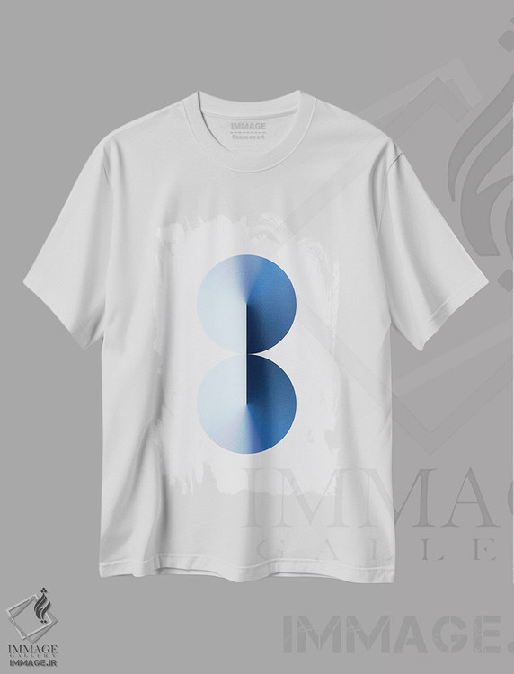 تیشرت طرح دار عدد ۸ با پس زمینه سفید و آبی، هنر دیجیتال اثر آوی سیکس | immage.ir