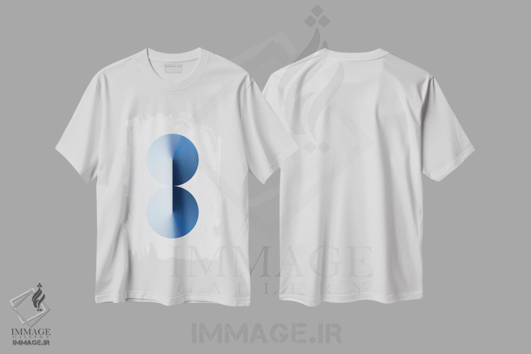 تیشرت طرح دار عدد ۸ با پس زمینه سفید و آبی، هنر دیجیتال اثر آوی سیکس | immage.ir