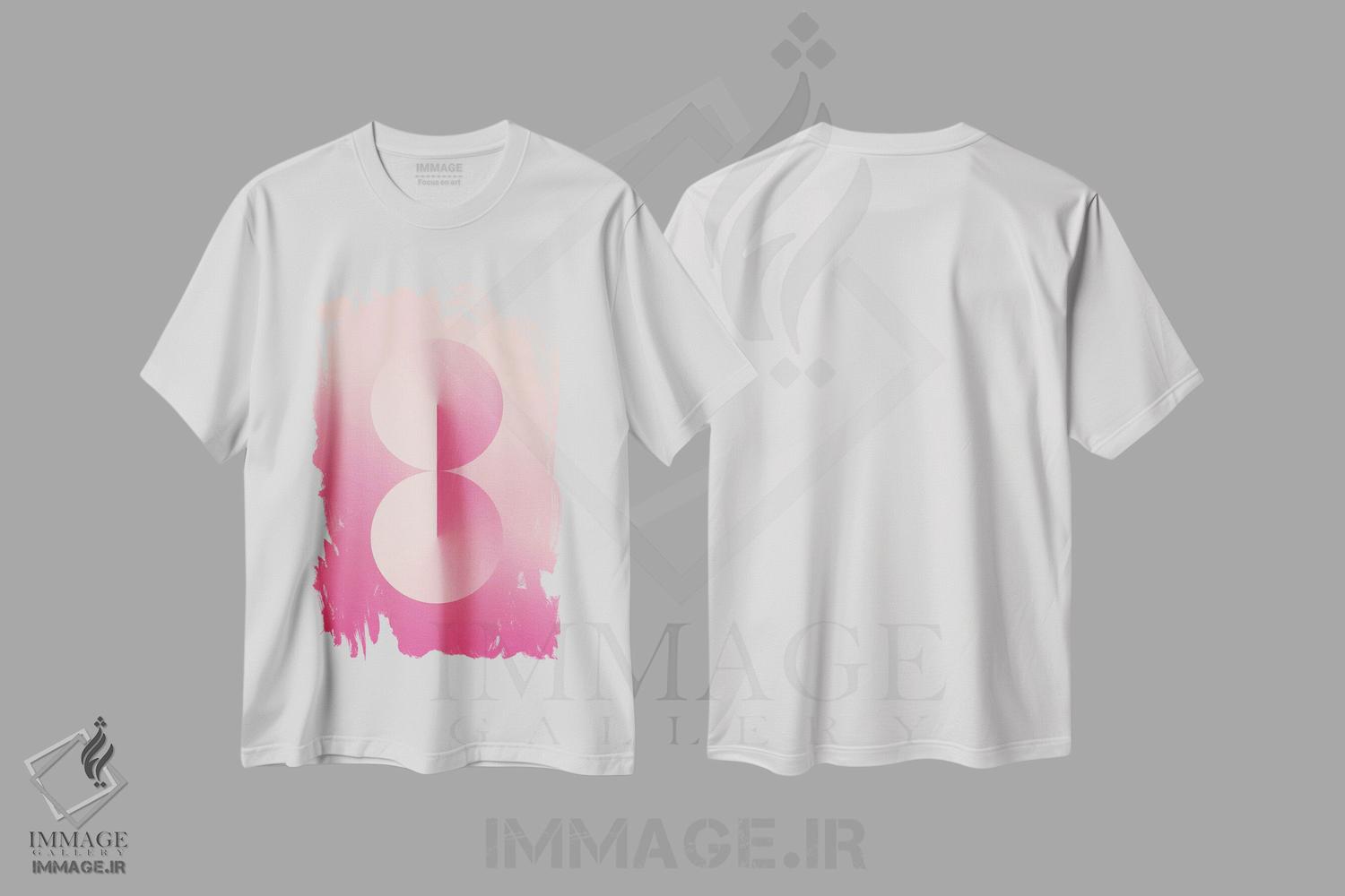 تیشرت طرح دار عدد ۸ با پس زمینه گرادیان صورتی، هنر دیجیتال اثر آوی سیکس | immage.ir