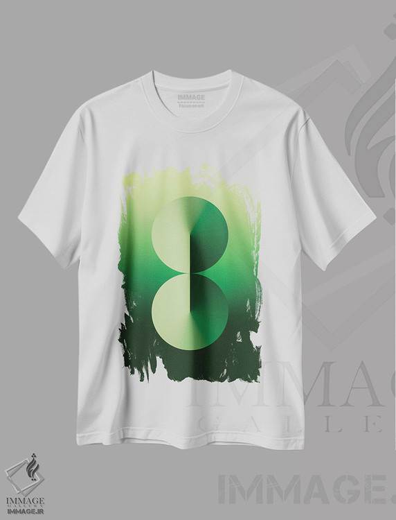 تیشرت طرح دار عدد ۸ با پس زمینه گرادیان سبز، هنر دیجیتال اثر آوی سیکس | immage.ir
