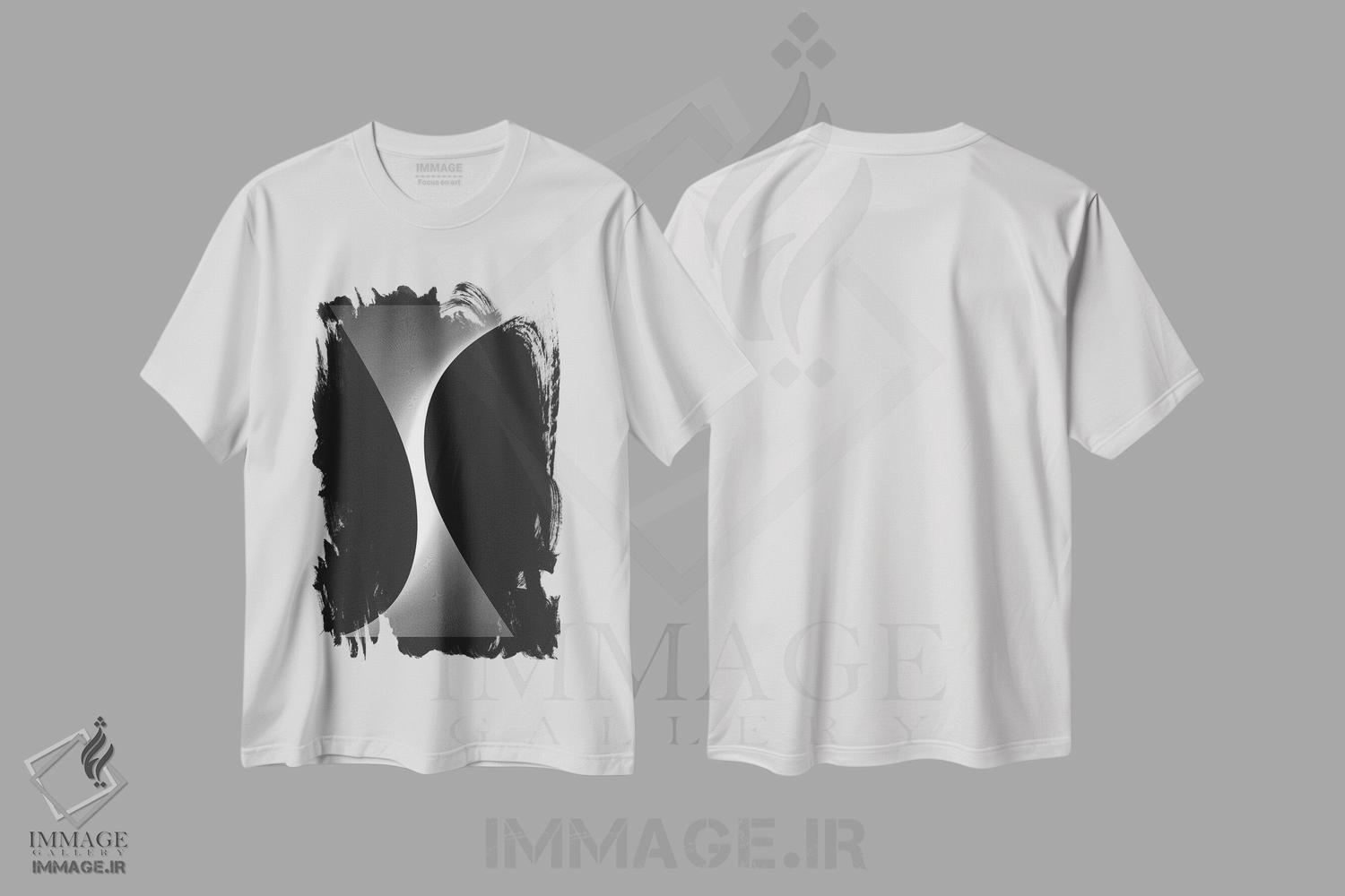تیشرت طرح دار گردباد انتزاعی مشکی اثر آوی سیکس | immage.ir