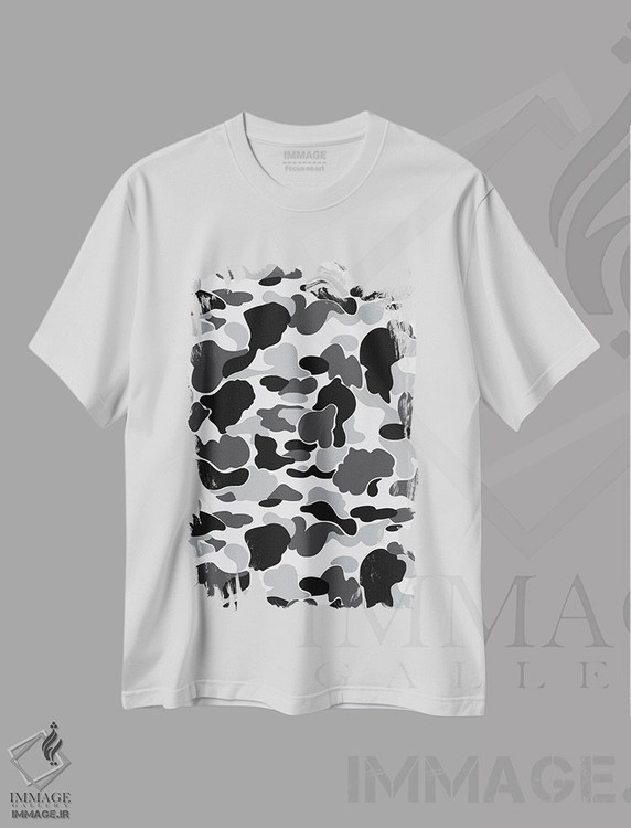 تیشرت طرح دار استتار مشکی، آبستره اثر آوی سیکس | immage.ir