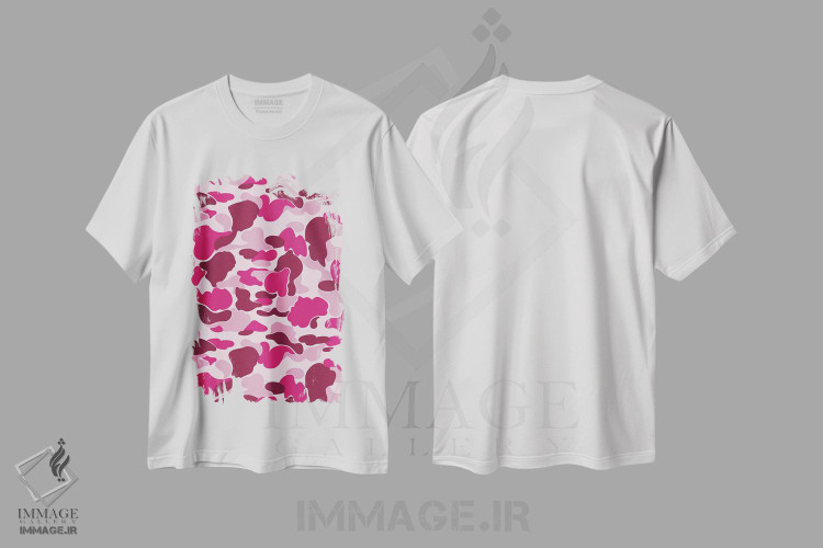 تیشرت طرح دار استتار صورتی، آبستره اثر آوی سیکس | immage.ir