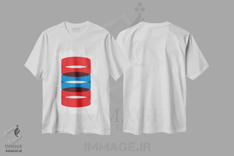 تیشرت طرح دار استوانه ها آبی و قرمز اثر آوی سیکس | immage.ir