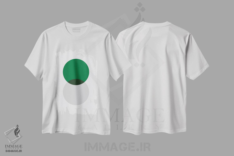تیشرت طرح دار دایره دوتایی سبز و خاکستری اثر آوی سیکس | immage.ir