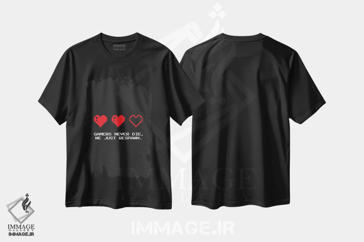 تیشرت طرح دار گیمرها نمی میرند مشکی، هنر دیجیتال اثر آوی سیکس | فروشگاه ایماژ