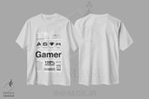 تیشرت طرح دار برچسب گیمر سفید، هنر دیجیتال سیاه و سفید اثر آوی سیکس | immage.ir