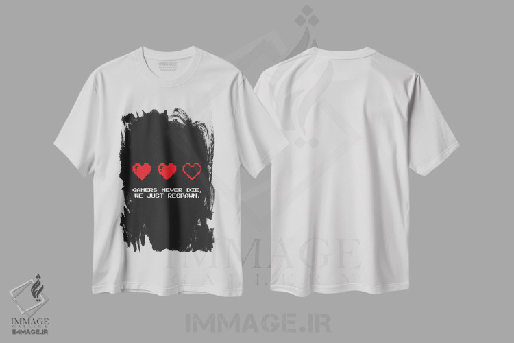 تیشرت طرح دار گیمرها نمی میرند مشکی، هنر دیجیتال اثر آوی سیکس | immage.ir