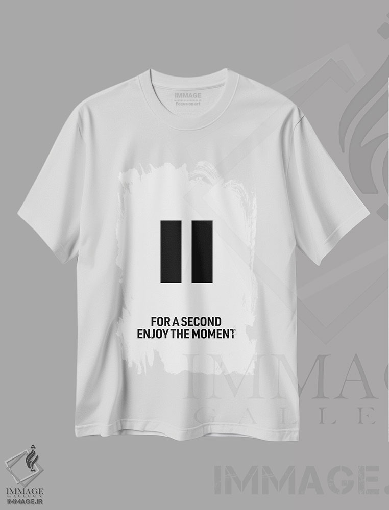 تیشرت طرح دار یک ثانیه مکث کن، هنر دیجیتال سیاه و سفید اثر آوی سیکس | immage.ir