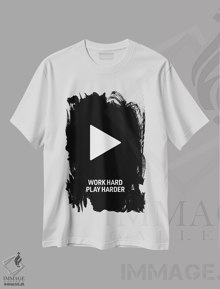 تیشرت طرح دار Play Harder,سخت کار کن، سخت تر بازی کن، هنر دیجیتال سیاه و سفید اثر آوی سیکس | immage.ir