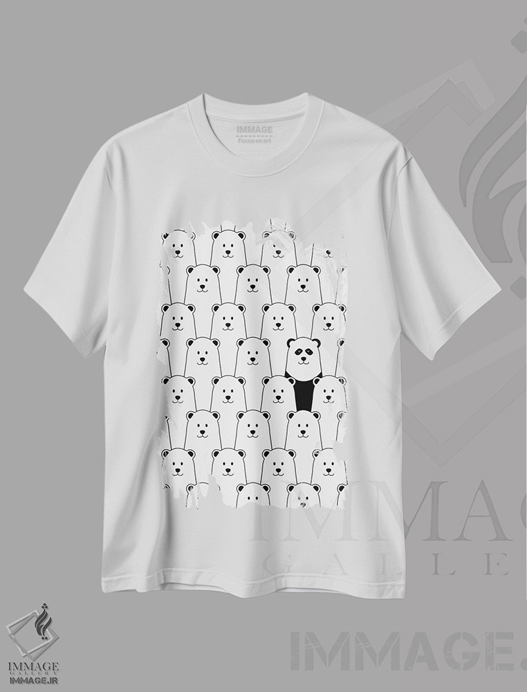 تیشرت طرح دار خرس قطبی و پاندا، هنر دیجیتال اثر آوی سیکس | immage.ir