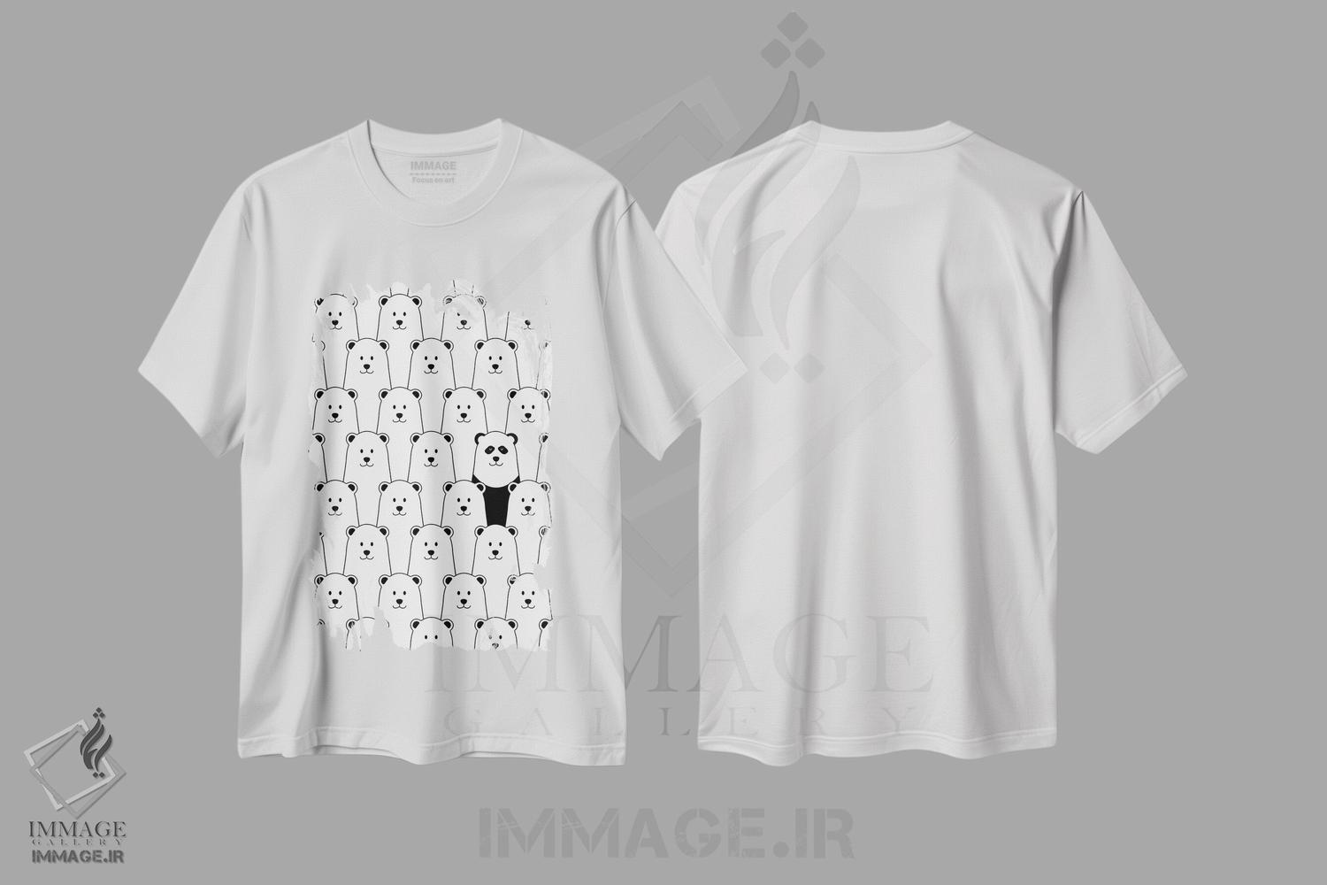 تیشرت طرح دار خرس قطبی و پاندا، هنر دیجیتال اثر آوی سیکس | immage.ir