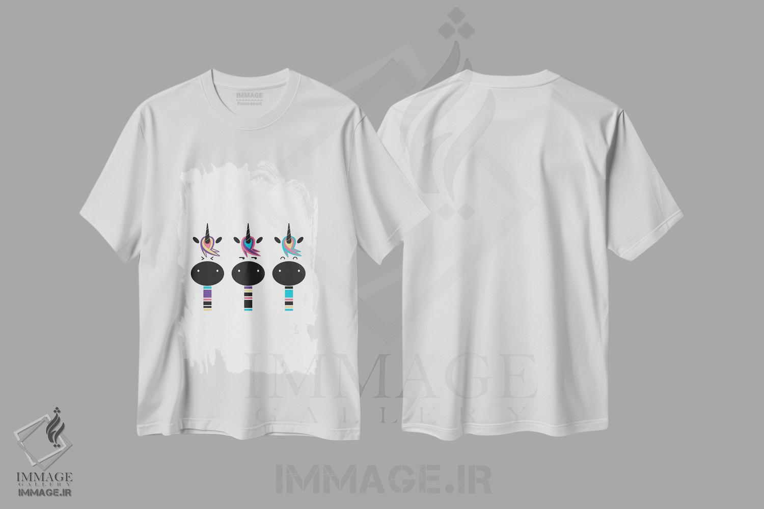 تیشرت طرح دار سه گانه اسب تک شاخ، هنر دیجیتال اثر آوی سیکس | immage.ir