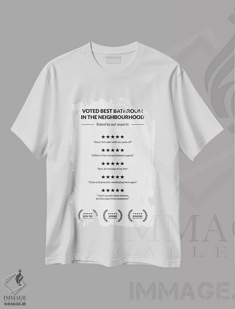 تیشرت طرح دار بررسی دستشویی پنج ستاره، هنر تزئینی سیاه و سفید اثر آوی سیکس | immage.ir