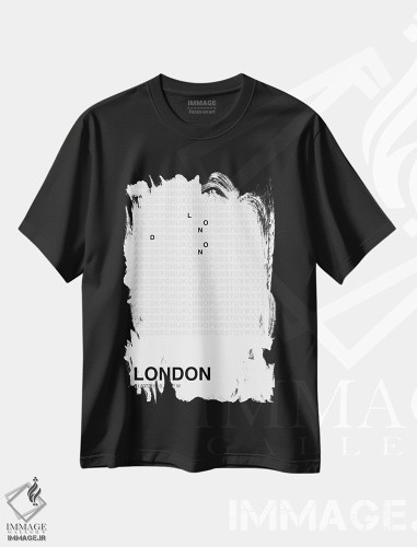 تیشرت طرح دار لندن، هنر تزئینی سیاه و سفید اثر آوی سیکس | فروشگاه ایماژ