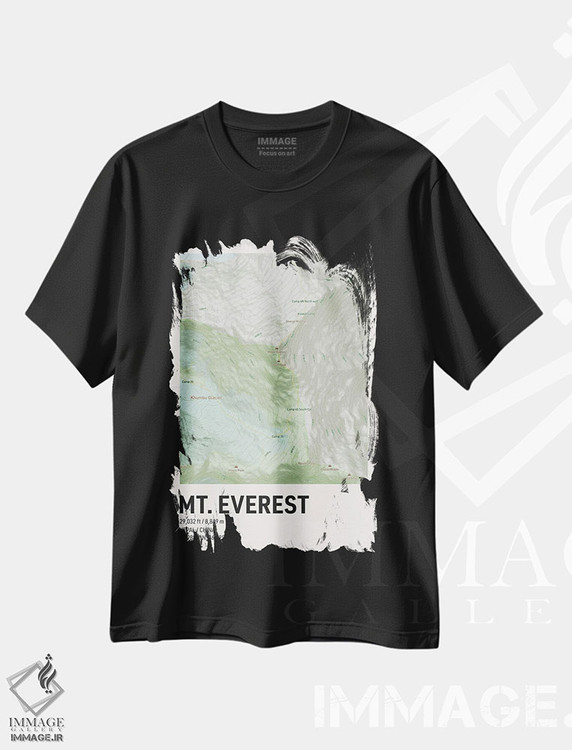 تیشرت طرح دار نقشه توپوگرافی کوه اورست، هنر دیجیتال اثر آوی سیکس | فروشگاه ایماژ