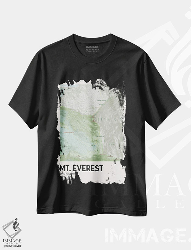 تیشرت طرح دار نقشه توپوگرافی کوه اورست، هنر دیجیتال اثر آوی سیکس | فروشگاه ایماژ
