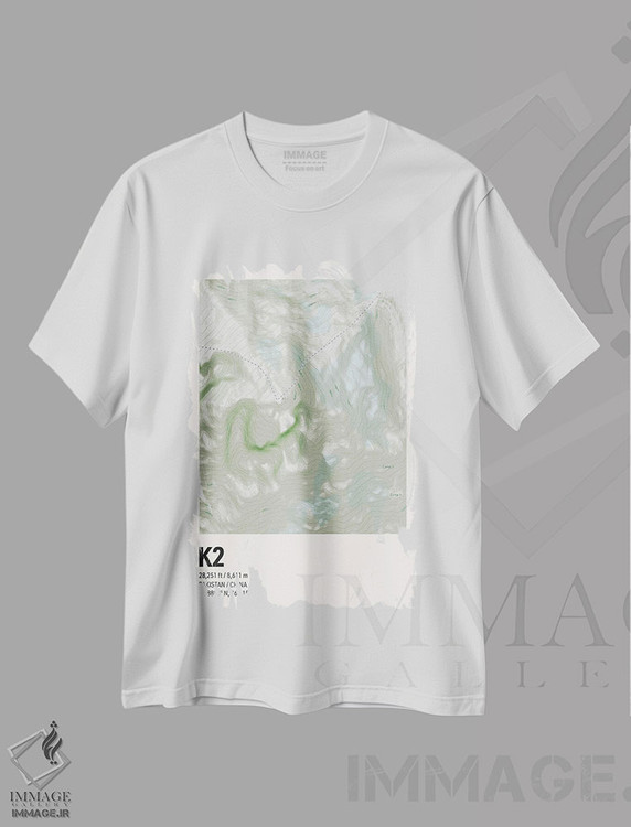 تیشرت طرح دار نقشه توپوگرافی کوه K2، هنر دیجیتال اثر آوی سیکس | immage.ir
