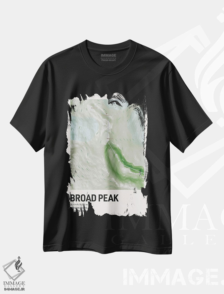 تیشرت طرح دار نقشه توپوگرافی برود پیک، هنر دیجیتال اثر آوی سیکس | فروشگاه ایماژ