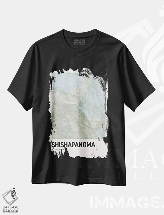 تیشرت طرح دار نقشه توپوگرافی شیشاپانگما، هنر دیجیتال اثر آوی سیکس | فروشگاه ایماژ