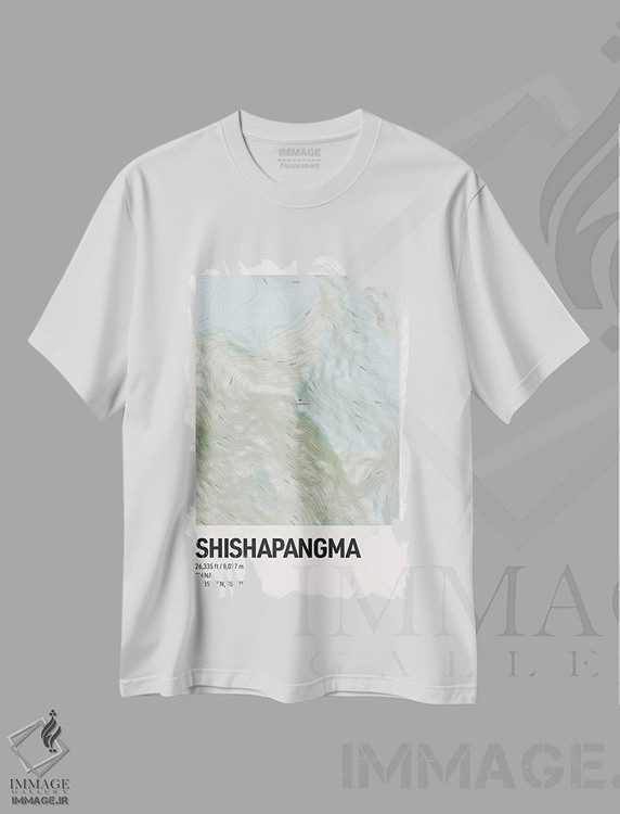 تیشرت طرح دار نقشه توپوگرافی شیشاپانگما، هنر دیجیتال اثر آوی سیکس | immage.ir