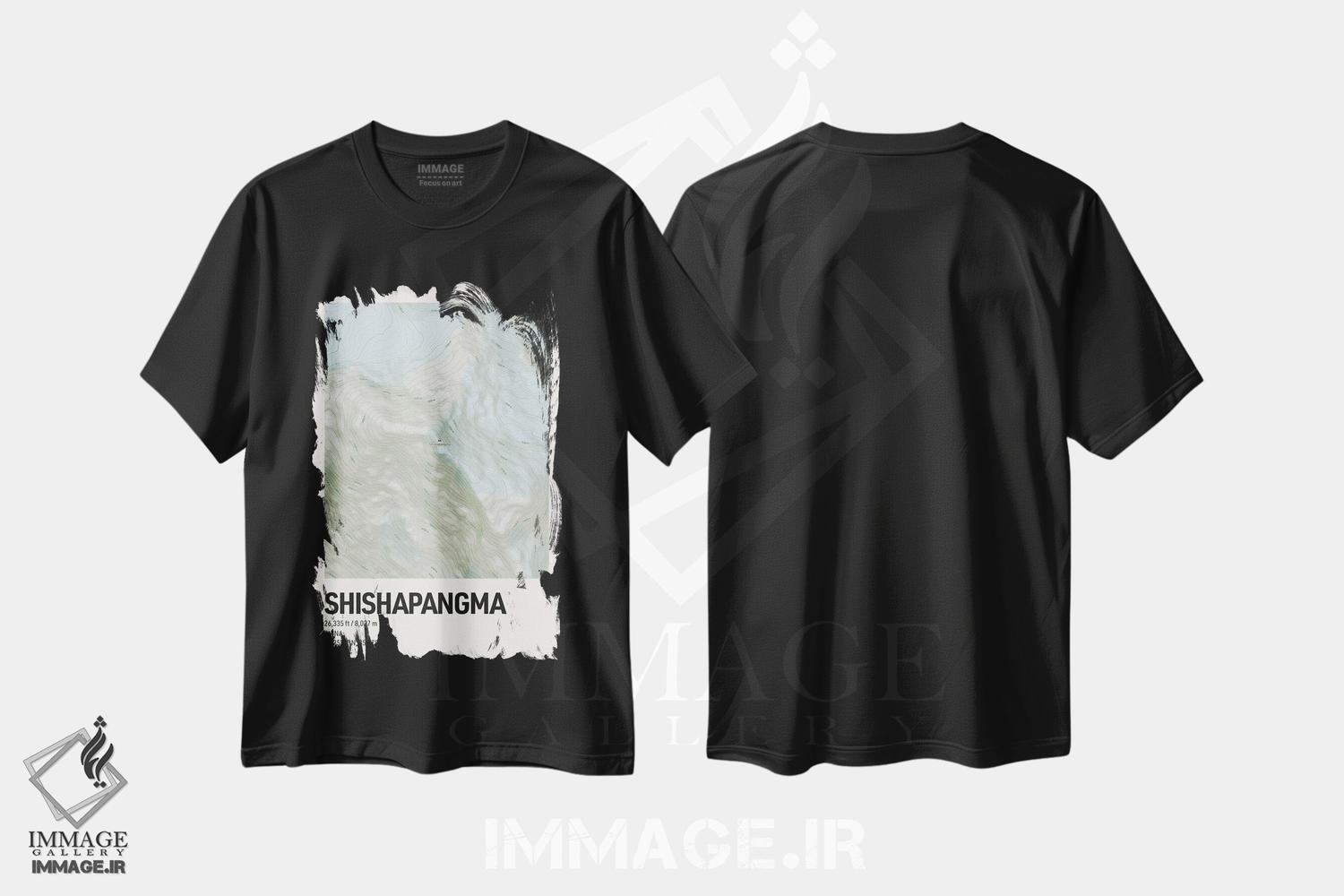 تیشرت طرح دار نقشه توپوگرافی شیشاپانگما، هنر دیجیتال اثر آوی سیکس | فروشگاه ایماژ