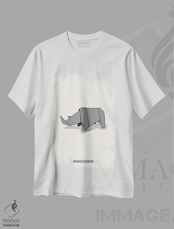 تیشرت طرح دار کرگدن اریگامی، هنر دیجیتال اثر آوی سیکس | immage.ir