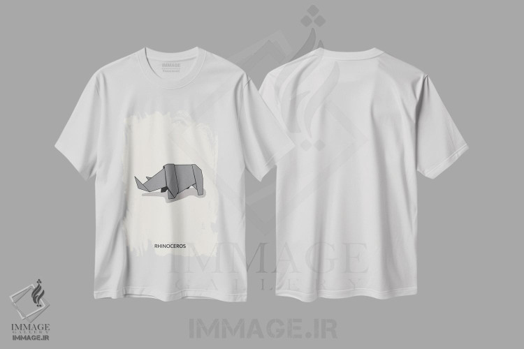 تیشرت طرح دار کرگدن اریگامی، هنر دیجیتال اثر آوی سیکس | immage.ir