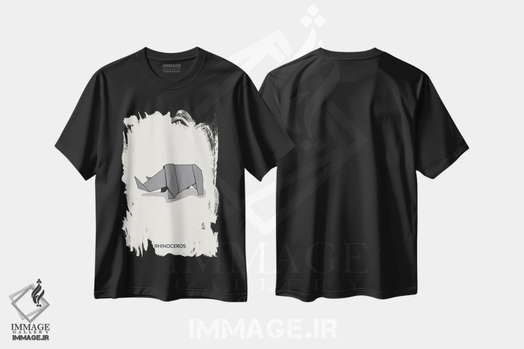 تیشرت طرح دار کرگدن اریگامی، هنر دیجیتال اثر آوی سیکس | فروشگاه ایماژ