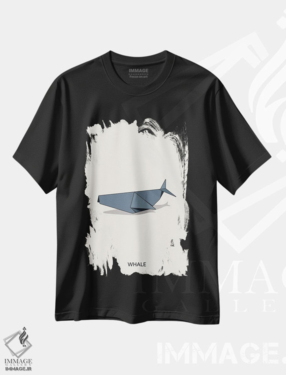 تیشرت طرح دار نهنگ اریگامی، هنر دیجیتال اثر آوی سیکس | فروشگاه ایماژ