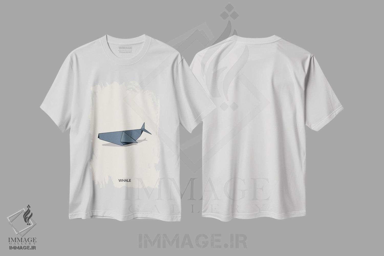 تیشرت طرح دار نهنگ اریگامی، هنر دیجیتال اثر آوی سیکس | immage.ir